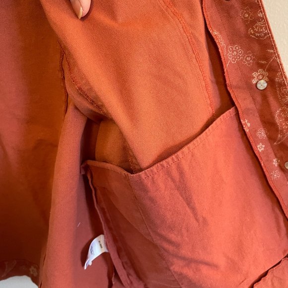 Jean Jacket Cabela's Sz Lg Cotton Dusty Rose Floral Paisley EUC Grandma-Core - Picture 6 of 11